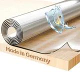 Glasklar Folie 2 mm + abgeschrägte Kante, Größe wählbar 50x200 cm, Wunschmaß transparente Tischdecke Tischschutz, Made in Germany