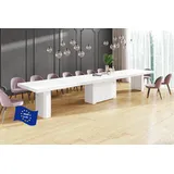Design Esstisch HEK-111 Weiß Hochglanz ausziehbar XXL 180 cm bis 468 cm Esszimmertisch für 16 Personen Kitchentable Funktionstisch Ausziehtisch Esszimmer Tisch Esszimmermöbel