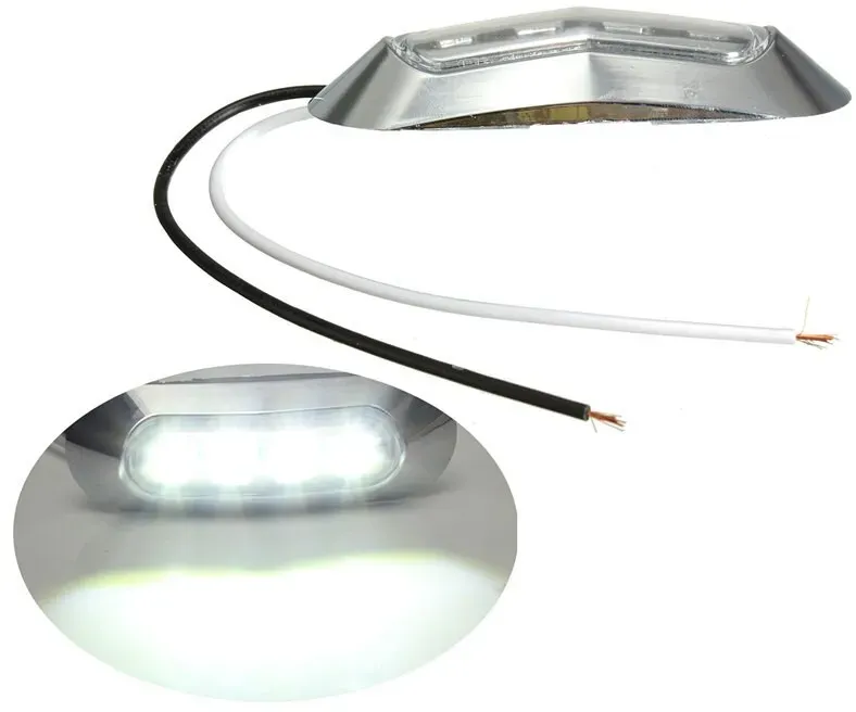 Weißes LED-Positions-/Markierungslicht, 4 LEDs, verchromter Rahmen - 12V