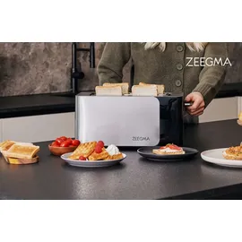 Zeegma TOSTEE SMART 4-Scheiben-Edelstahl-Brottoaster, Brötchenhalter, 1500 W, Auftauen, & Stoppen, Krümelfach, Touchpanel, Timer, 6 Stufen