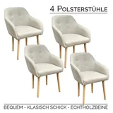 TSGPS Kingpower - Stühle Esszimmerstühle in 2er, 4er, 6er, 8er Set, Armlehnstuhl Polsterstuhl Stoff Sessel mit Armlehne Echtholz Stuhl Sessel Stuhlbeine in
