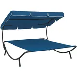 vidaXL Gartenliege Doppelliege Relaxliege 2 Personen Gartenliege Sonnenliege mit Sonnenda blau