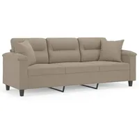 vidaXL 3-Sitzer-Sofa mit Kissen Taupe 180 cm Mikrofasergewebe