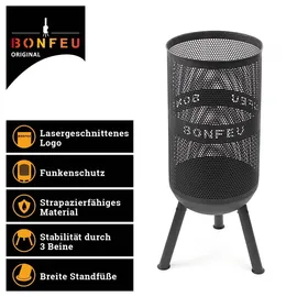 Bonfeu Bonves Ø 34cm Schwarz - Feuerkorb für den Garten - Feuertonne & Feuerstelle - Feuerschale Feuerkorb aus Stahl - Grillrost & Schürhaken zu...