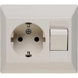Kopp 190301006 STANDARD- Schutzkontakt-Steckdosen/Aus-Wechselschalter Kombination, Farbe: cremeweiß