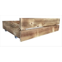 sunnypillow Palettenbett M2 aus Holz mit Lattenrost und 2 Bettkästen, 2 x Bettschubladen Geflammt braun