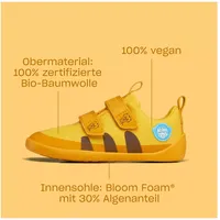 Affenzahn Barfußschuh Baumwolle Lucky Klettverschluss Vegan rutschfest Flexibel Reflektierend für den Sommer in Größe 21-32 Tiger - Gelb - 21 EU