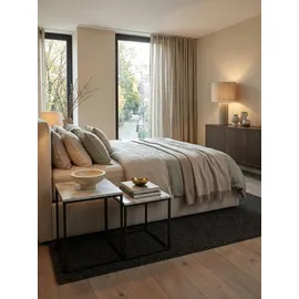 KADIMA DESIGN Marmor-Optik Beistelltisch Set, moderne Wohnzimmermöbel, robustes Metallgestell, 40x42,5x40 cm und 35x39,5x35 cm.