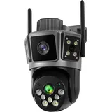 OKWISH Überwachungskameras 2.4 GHz WiFi(ohne Speicherkarte), 5 GHz Zoom Outdoor drehbare IP-Kamera mit WLAN & Alarmfunktion, 360° Rundum-Überwac... - Schwarz