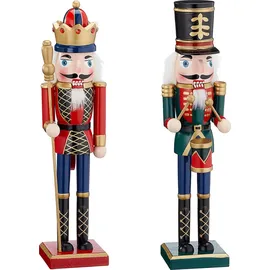Cepewa Nussknacker aus Holz Set König+Trommler r/g r/b 38 cm Weihnachtsdeko Figur Erzgebirge Nussbrecher Nutcracker Nusszange (1 x Nussknacker Set König+Trommler r/g 38 cm)
