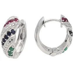 Paar Creolen VIVANCE "Edelsteine", silber (silber 925), Ohrringe, Damen, Silber 925 (Sterlingsilber)