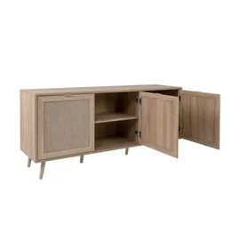 Finori Sideboard Holzwerkstoff Sonoma Eiche/Rafia Geflecht