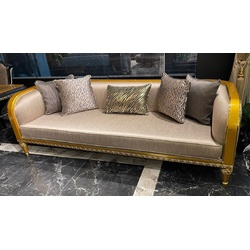 Casa Padrino Luxus Barock Sofa Gold / Gold - Prunkvolles Wohnzimmer Sofa - Barockstil Wohnzimmer Möbel - Luxus Möbel im Barockstil - Barock Einrichtung - Edel & Prunkvoll
