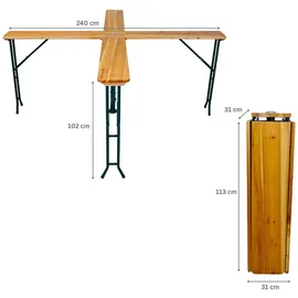 chefgastro Bierzelttisch XXL klappbar 102 x 240 x 30 cm Braun