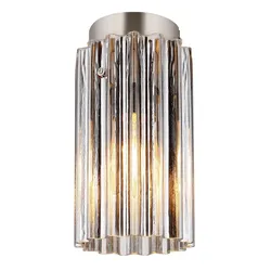Deckenleuchte Deckenlampe Wohnzimmerlampe Metall Nickel-matt Glas 1-Flammig