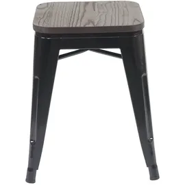 Mendler 4er-Set Hocker HWC-A73 inkl. Holz-Sitzfläche, Metallhocker Sitzhocker, Metall Industriedesign stapelbar ~ schwarz