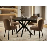 WFL GROUP Esstisch Valeo (erhältlich in zwei Größen – 100/120 cm, ausziehbar auf 180/200 cm), platzsparender Tisch in Holzoptik für Küche, Esszimmer oder Wohnzimmer schwarz 100 cm x 76 cm x 100 cm