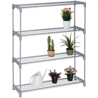 Relaxdays Blumenregal mit 4 Ablagen 106 x 91 x 28 cm Grau