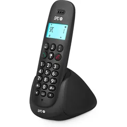 SPC Art - Schnurloses Festnetztelefon mit beleuchtetem Display, Freisprecheinrichtung, ECO-Modus, schwarz