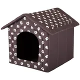 Hobbydog Hundehütte Hundehöhle Tierbett mit Reißverschlussdach, faltbar und pflegeleicht, Schaumstoffwände, wasserabweisend, 6 Größen braun R5 60x70x63 cm