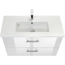 WELLTIME Waschtisch WELLTIME "Trento, verschiedene Ausführungen und Farben", weiß (weiß, weiß hochglanz, weiß), B:81cm H:54cm T:36cm, Waschtische, Waschtisch, Breite 80 cm, Tiefe 36 cm, SlimLine, Waschplatz