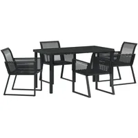VidaXL 5-teiliges Garten-Esszimmer-Set Schwarz Poly-Rattan
