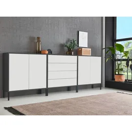 BMG Möbel Sideboard Mailand Set 5 Anthrazit/Weiß