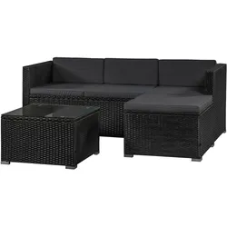 Polyrattan Lounge Punta Cana - Schwarz, Grau