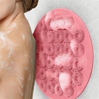 Rückenschrubber & Fußbürste Wäscher Massagegerät Dusche,Rückenmassage Fußmassagegerät Massage Pad mit Saugnapf Silikon Massagepad Bürstenpad (Pink)