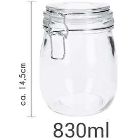 George's 6er Set Vorratsglas mit Bügelverschluss, inkl. 8 Kreidetafelsticker | runde Form (6 x830 ml)