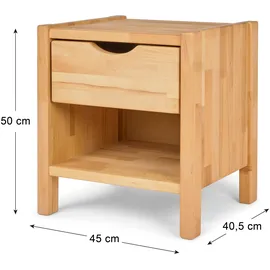 Betten-ABC Bubema Commodino Solo Nachttisch, Kernbuche massiv, Natur geölt
