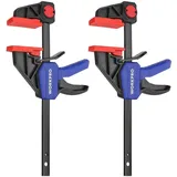 WorkPro Einhandzwingen 2 Stück, Schraubzwingen Set 2 in 1 zum Spannen, Dehnen, Spannweite 150mm, Dehnbereich 285mm, Spannkraft 68kg für einfaches und stabiles Fixieren von Holz Möbel mit einer Hand