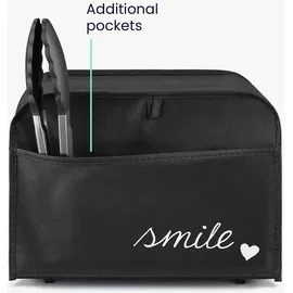 kwmobile Abdeckhaube für 2-Scheiben Toaster 19 x 20,3 x 28 cm Weiß Schwarz Smile Herz
