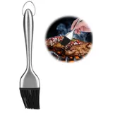 SURFOU Marinadenpinsel Edelstahlgriff Silikonkopf Basting BBQ Öl Pinsel Grillwerkzeug (20 cm), Rostfrei, Hitzebeständig bis: 230°C