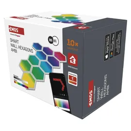 EMOS Smart Hexagon Wandleuchte (10 Stk) 1,5m Kabel Weiß