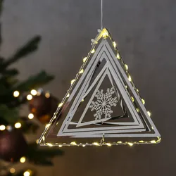 LED Dreieck mit Schneeflocke - 3D Dekohänger - 30 warmweiße LED - H: 16,5cm - Ti...
