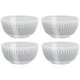 Home4You Müslischalen 4er Set, Weiß - Grau - Porzellan - mit graphischem Muster - 4er Set