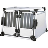 TRIXIE Transportbox, doppelt, Aluminium, M–L: 93 × 64 × 88 cm