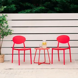 Homestyle4u Gartenstuhl Rot, Kunststoff, 41x80x51 cm, Gartenmöbel, Gartenstühle, Gartenstühle