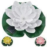 Cepewa LED Seerose 3er Set Kunststoff Ø17x6cm Akku Solar gelb/weiß/rosa