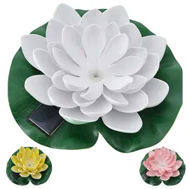 Cepewa LED Seerose 3er Set Kunststoff Ø17x6cm Akku Solar gelb/weiß/rosa