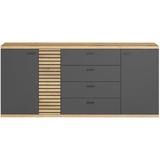 trendteam smart living - Sideboard Kommode Schrank - Wohnen - Norris - Aufbaumaß (BxHxT) 186 x 85 x 42 cm - Farbe Anthrazit mit Coast Evoke Eiche - 230287284