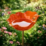 Bienentränke Blume Metall Gartenstecker Vogeltränke Winterfest Insektentränke Gartenstatuen Figuren Deko Bienenbäder Schmetterlingstränke Vogelfutterstation Outdoor Wasser Futterspender (H)