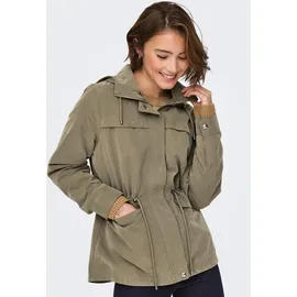 Only Parka "ONLNEWSTARLINE SPRING JACKET CC OTW", Damen, Gr. XS, stone gray, Web, Obermaterial: 92% Polyester, 8% Nylon, unifarben, hüftlang, Jacken Parka, mit durchgehendem und verdecktem Reißverschluss