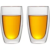 LENAOBEN Latte Macchiato Doppelwandige Espresso-Gläser, (2er Set) - 16 Unzen 450ml, Mokkatassen, Thermo-Gläser mit Schwebe-Effekt für Espressomaschine, Latte, Getränke, Tee, Cappuccino (450ml)