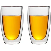 LENAOBEN Latte Macchiato Doppelwandige Espresso-Gläser, (2er Set) - 16 Unzen 450ml, Mokkatassen, Thermo-Gläser mit Schwebe-Effekt für Espressomaschine, Latte, Getränke, Tee, Cappuccino (450ml)