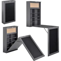 [en.casa] Klappschreibtisch Schreibtisch zum Ausklappen Wandklapptisch mit Tafel und Pinnwand Dunkelgrau - Dunkelgrau