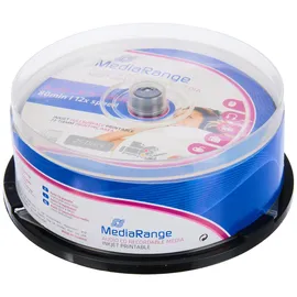 MediaRange 25 x CD-R 700MB|80min 12-fache Schreibgeschwindigkeit, vollflächig bedruckbar (Tintenstrahldrucker), 25er Cakebox
