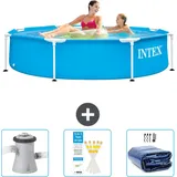 Intex Intex-Schwimmbecken mit rundem Rahmen – 244 x 51 cm – Blau – im Lieferumfang enthalten Accessoire CB74