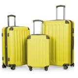 Hauptstadtkoffer Spree - 3er Kofferset - Handgepäckskoffer 55 cm, mittelgroßer Koffer 65 cm + großer Reisekoffer 75 cm, Hartschale ABS+PC, TSA Zahlenschloss, Lemon